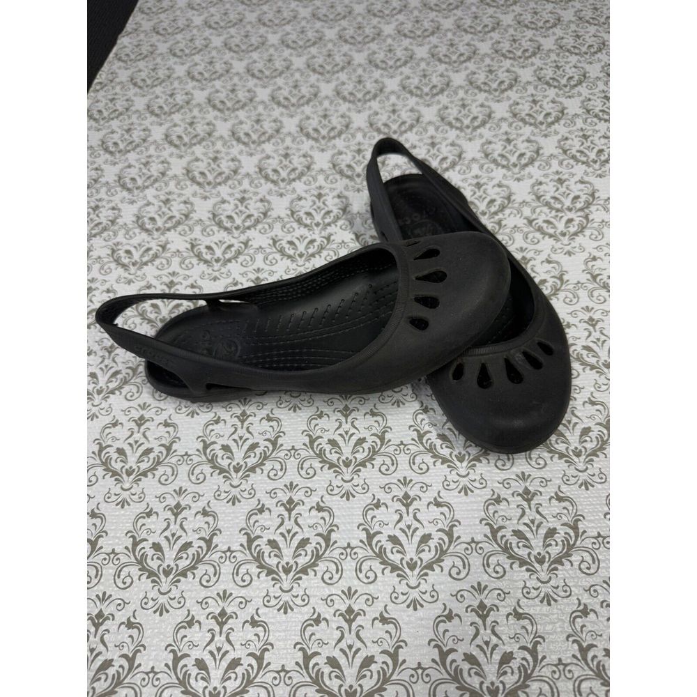 Crocs Mary Jane Kadee Slingback Work Flats‎ Ballerina Slip on Shoes W 6 Black
